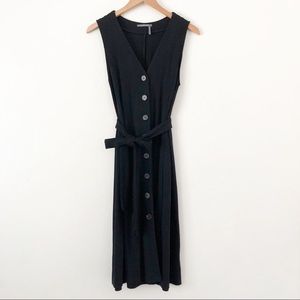 Anthropologie Button Front Midi Dress Black